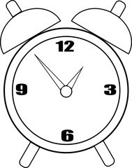 Alarm clock retro style with bell coloring book vector illustration