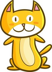Funny and cute orange cat standing and smiling