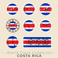 Set of national flag clock : Vector Illustration