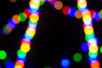 Colorful abstract blured bokeh from lights at night