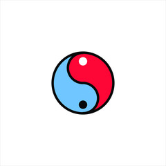 Illustration abstract yin yang blue red color icon vector