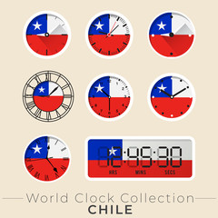 Set of national flag clock : Vector Illustration