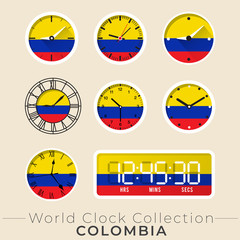 Set of national flag clock : Vector Illustration
