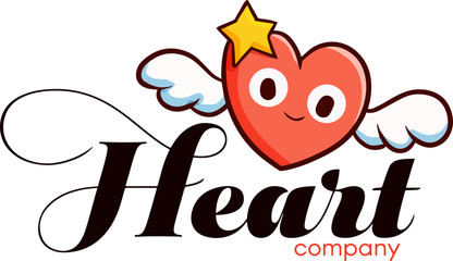 Cute and funny logo for flying heart store or company