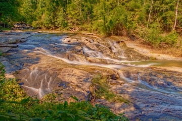 Fototapeta premium Wide mountain stream in dry season