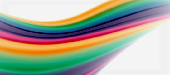 Wave lines abstract background, smooth silk design with rainbow style colors. Liquid fluid color waves. Vector Illustration