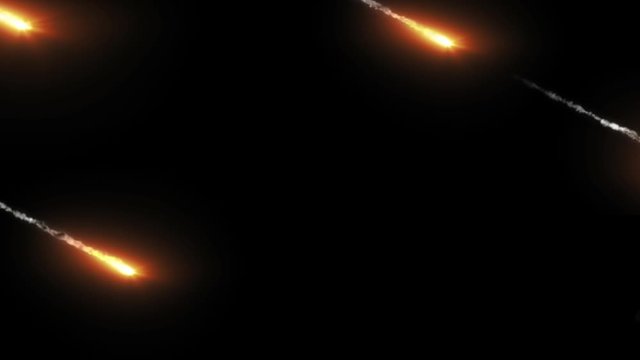 red Missile meteor  explosion smoke trail 