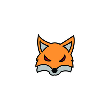 Illustration cartoon orange line art fox icon vector