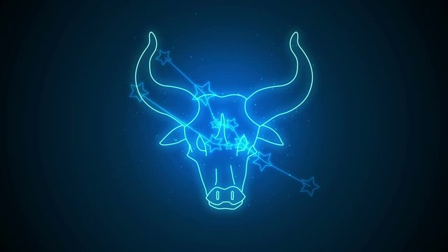 Taurus  zodiac constellation icons signs with galaxy stars background, Astrology symbol horoscope