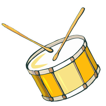 Hand drawn vector color snare drum