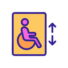 lift for the disabled vector icon. A thin line sign. Isolated contour symbol illustration
