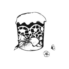 Easter cake. Hand-drawn, white background. Vector