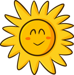 Funny and cute sun smiling happily