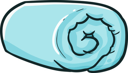 Funny and cute soft blue towel rolled