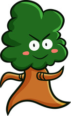 Funny and cute walking tree smiling happily
