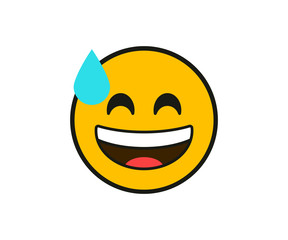 Emoticon. Lol laugh and crying tear face in flat style on white background