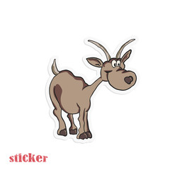 Cartoon goat. Vector illustration in the form of a sticker.