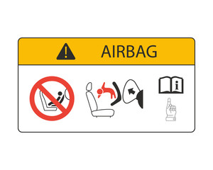Airbags Child Safety Seat Logo Label Warning  web icon isolated on white background, EPS 10, top view