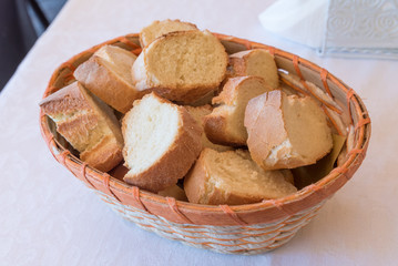 Basket full of sliced white bread