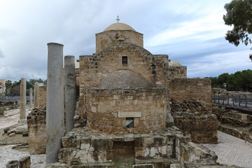 Fototapeta na wymiar Medievial Agia Kyriaki church in Paphos, Cyprus, seen from apse side