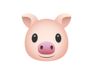 Naklejka na ściany i meble Little pink pig vector web icon isolated on white background, EPS 10, top view