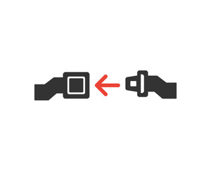 Fasten seat belt icon. Seat belt in airplane - vector web icon isolated on white background, EPS 10, top view