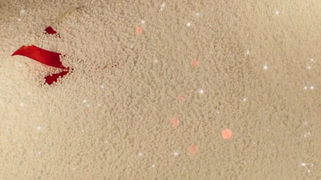 beautiful gift on a white background lies in styrofoam balls with blasts