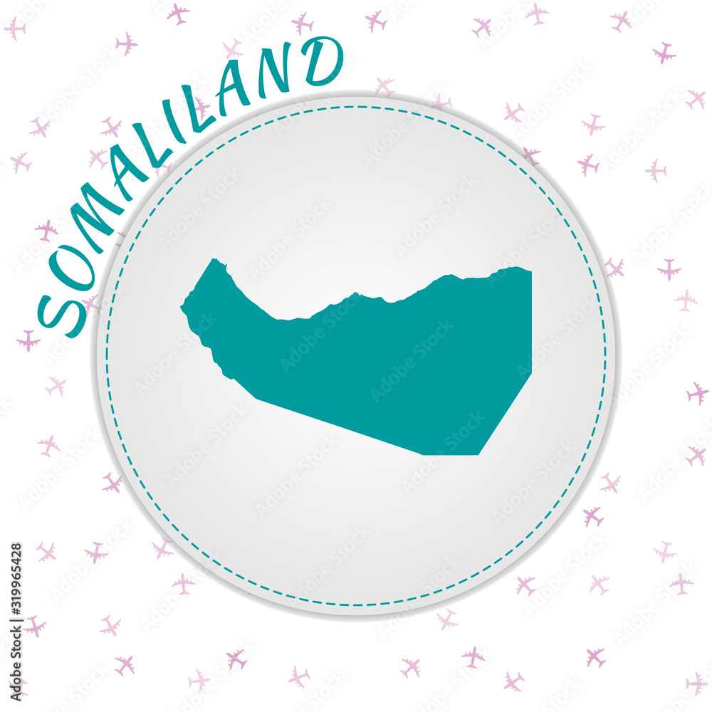 Poster somaliland map design. map of the country with regions in emerald-amethyst color palette. rounded tr