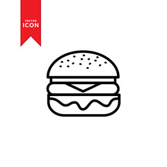 Burger icon vector. Burger food sign symbol design for web.