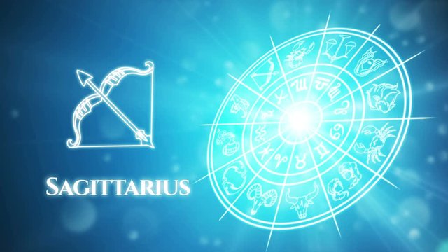 Sagittarius zodiac constellation icons signs with galaxy stars background, Astrology symbol