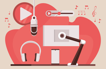 international radio day poster with computer monitor