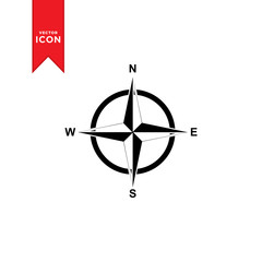 Compass icon vector. Simple design on white background.