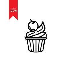 Cupcake icon vector. Cupcake sign symbol for design web. Simple design on white background.
