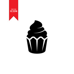 Cupcake icon vector. Cupcake sign symbol for design web. Simple design on white background.