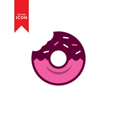 Donut icon vector. Donut sign symbol for web. Simple design on white background.
