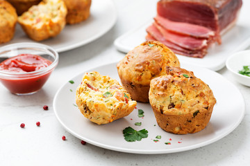 Savory muffins with bacon, green onion and cheese.