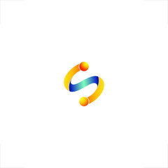  S letter logo initial  two connecting dots