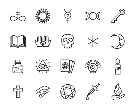 set of occult icons, magic, astrology