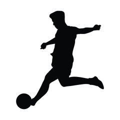 Silhouette Football player with ball. Vector silhouette soccer player. © StrongBrand