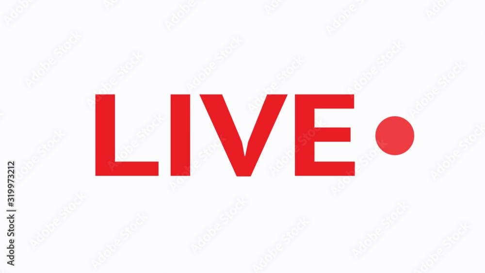 Poster animation text live on red stripe with green background. live stream animation 4k