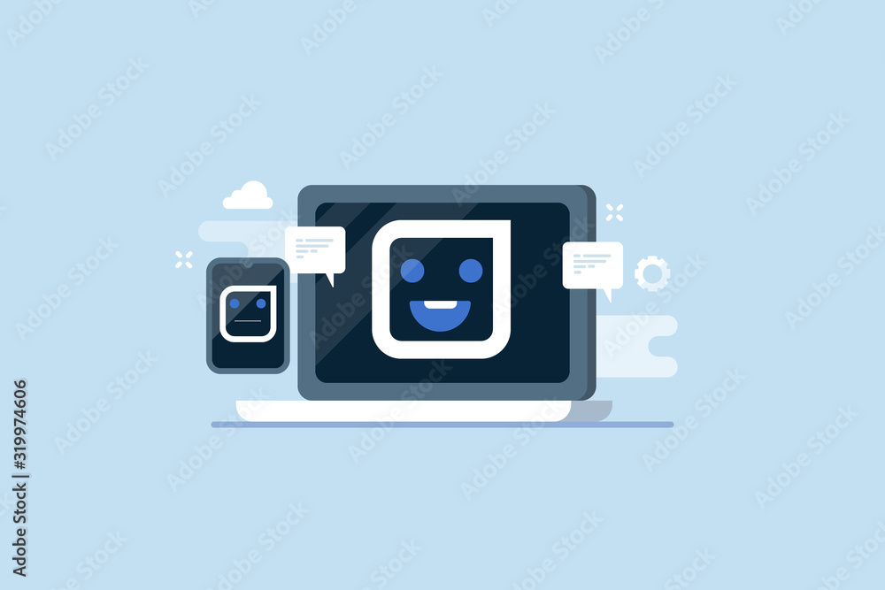 Poster chatbot application for online business, digital assistant for better customer experience, chatbot o
