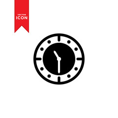Clock icon vector. Simple design on white background.