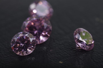 Close up shot of group beautiful multi color crystal zirconia diamonds beads for jewelry
