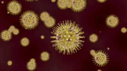 viruses causing infection in host organism , corona virus , 3d illustration