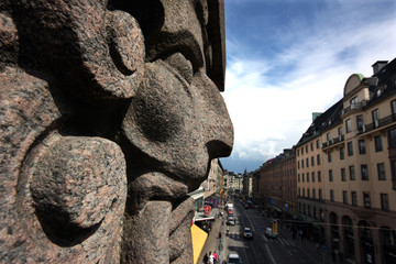 Utsmyckning på Kungsbron över kungsgatan i Stockholm..