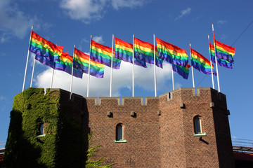 Regnbågsflaggan/Prideflaggan på Stockholms stadion © Peter
