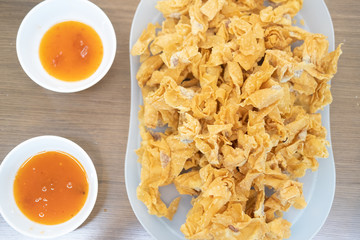 Fried crispy dumpling wrapped pork