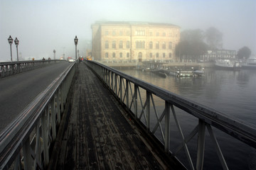Fototapeta premium Dimma över Blasieholmen i Stockholm