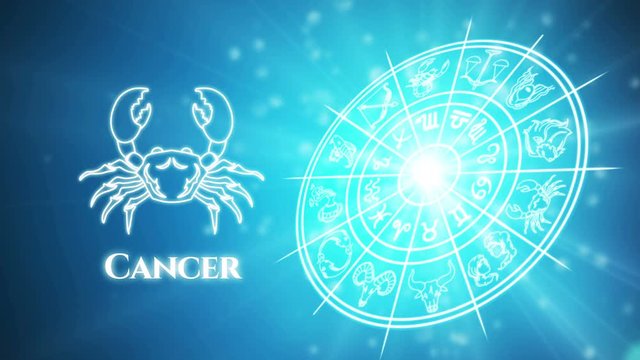 Cancer zodiac constellation icons signs with galaxy stars background, Astrology symbol horoscope