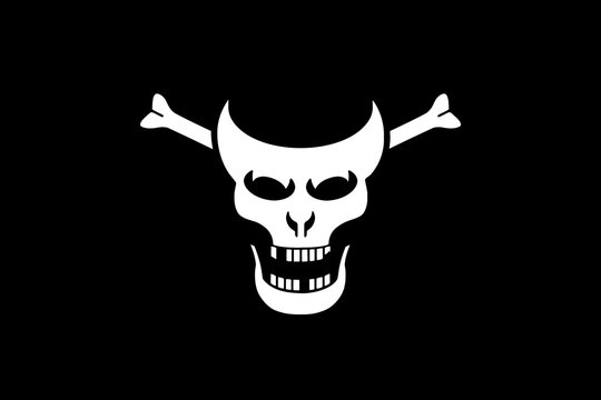Stylized skull of a fictional creature on a black background